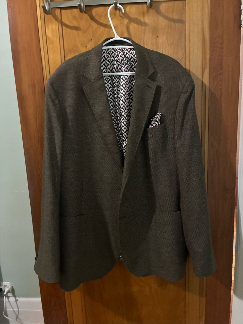 next Olive Knit Blazer with Patterned Lining